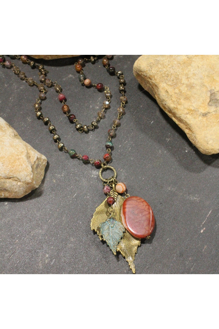 Primitive Peddler Beaded Pendant Necklace