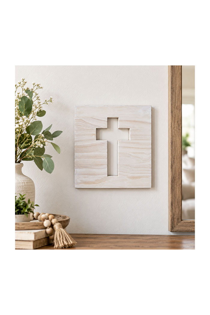 Wooden Cross Cutout Wall Art