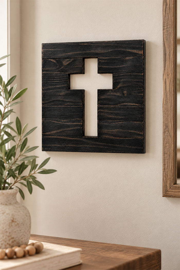 Wooden Cross Cutout Wall Art
